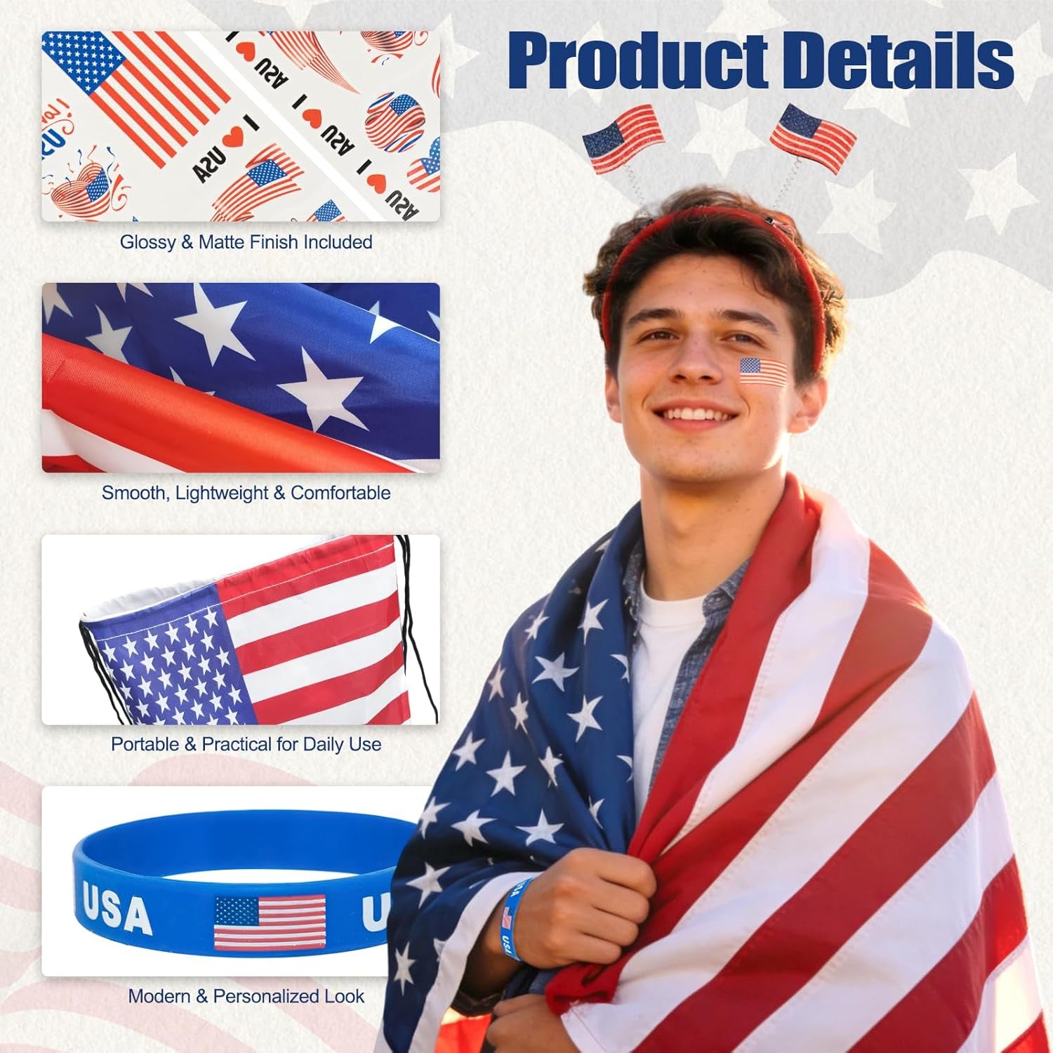 2026 World Cup Merch Soccer Fan Set Includes 10Pcs Country Supporter Kit with Flag Headband, 2 Thunder Sticks,Flag,Wristband,Drawstring Bag,Dry Erase Schedule Poster & Pen