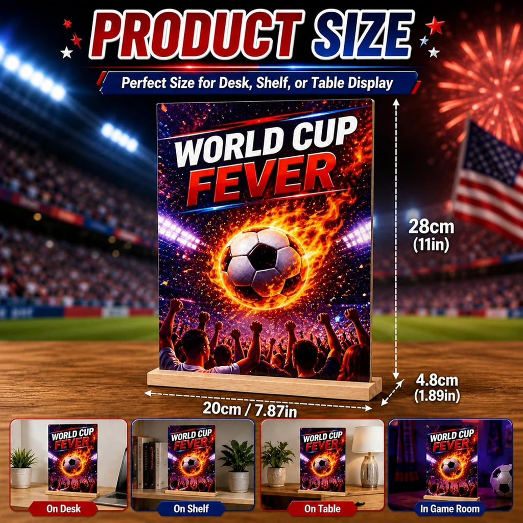 World Cup Party Table Decoration, 2026 Soccer Ball Sports Events, Wooden Tabletop Decor World Cup for Home, Bar