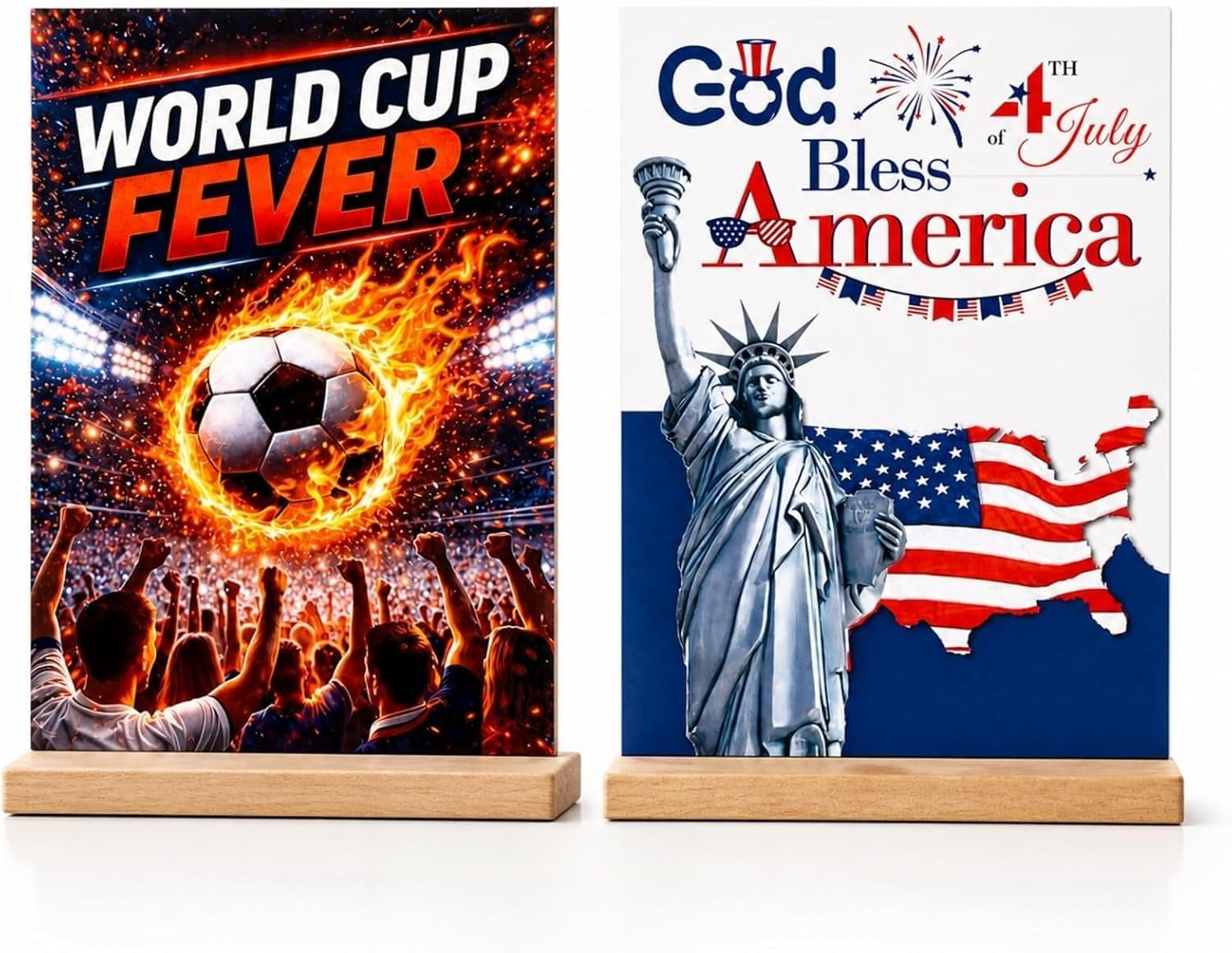 World Cup Party Table Decoration, 2026 Soccer Ball Sports Events, Wooden Tabletop Decor World Cup for Home, Bar