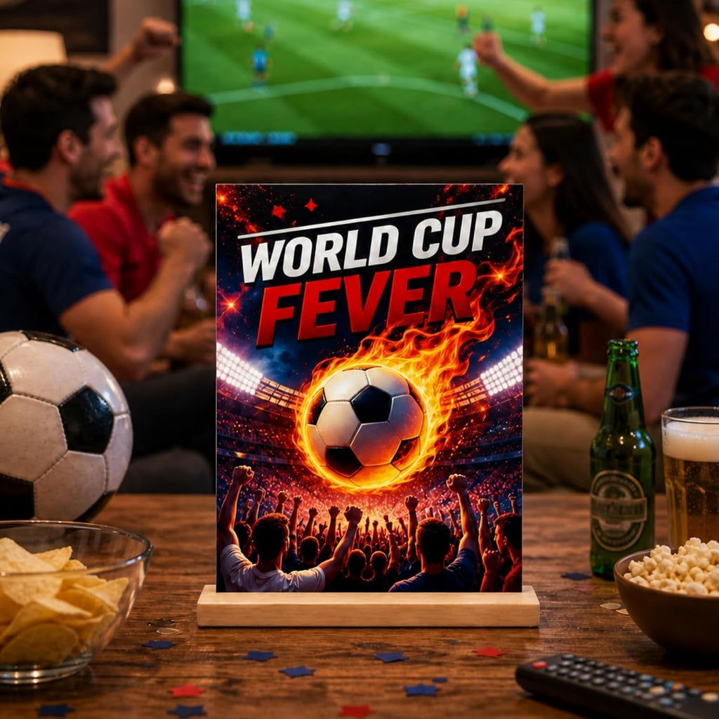 World Cup Party Table Decoration, 2026 Soccer Ball Sports Events, Wooden Tabletop Decor World Cup for Home, Bar
